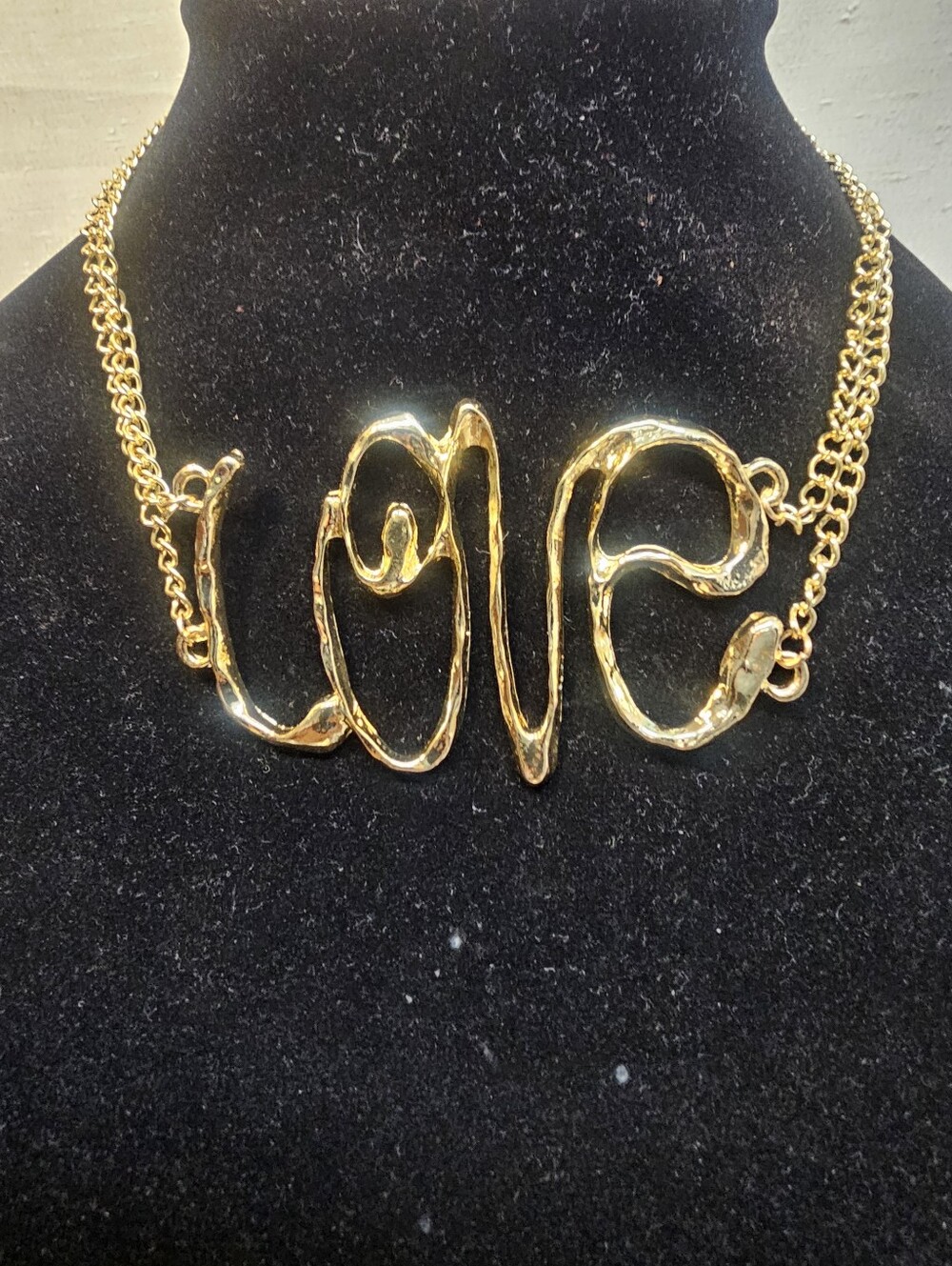 Gold 'Love' Script Statement Choker